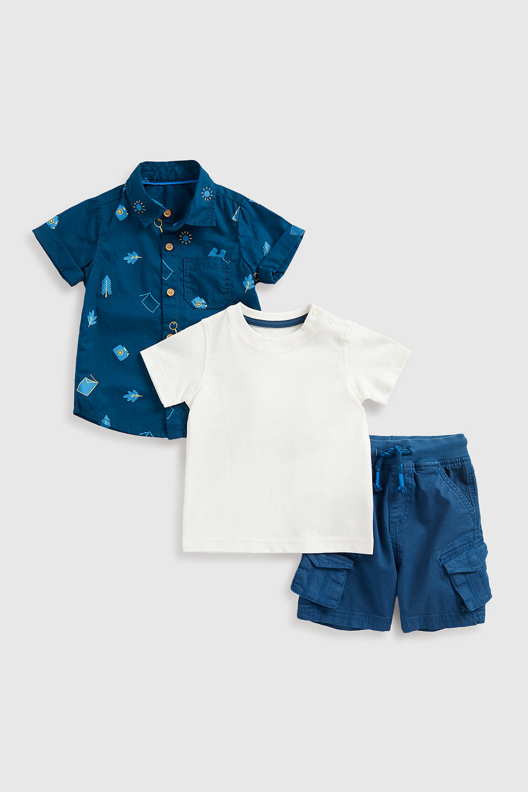 Mothercare Shirt, Shorts And T-Shirt Set