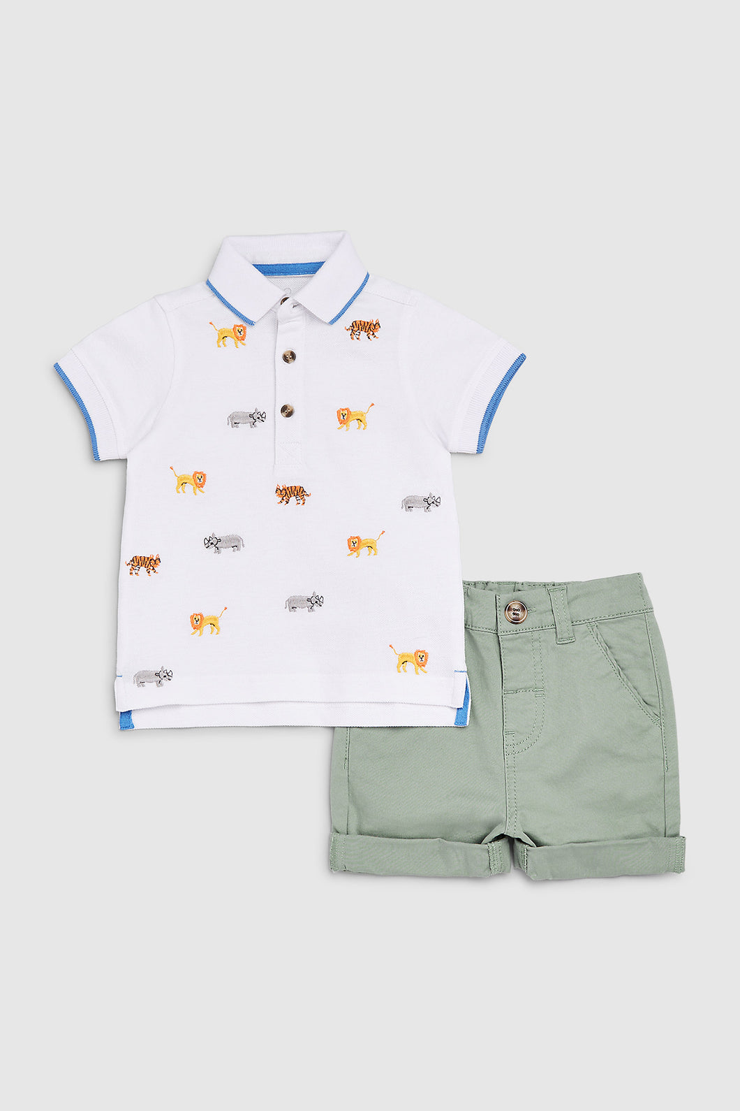 Mothercare Safari Polo Shirt And Chino Shorts Set