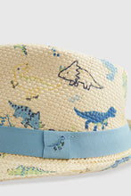 
                        
                          Load image into Gallery viewer, Mothercare Dinosaur Trilby Straw Hat
                        
                      
