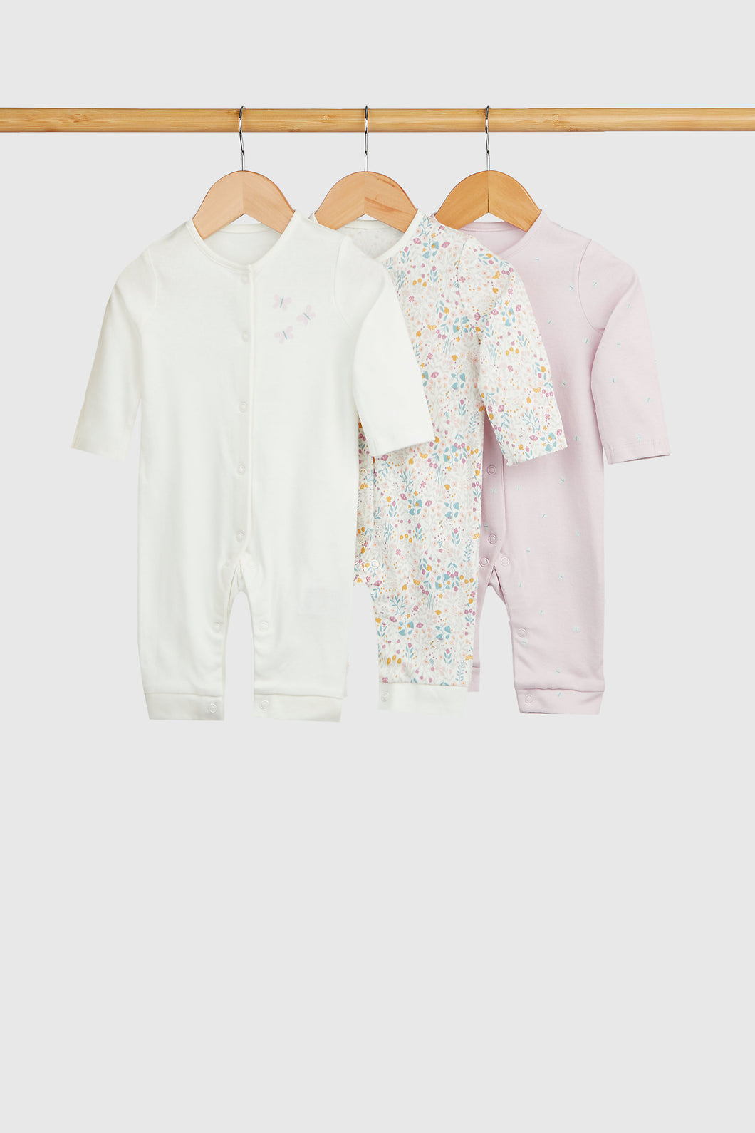 Mothercare Wild Flower Footless Sleepsuits - 3 Pack