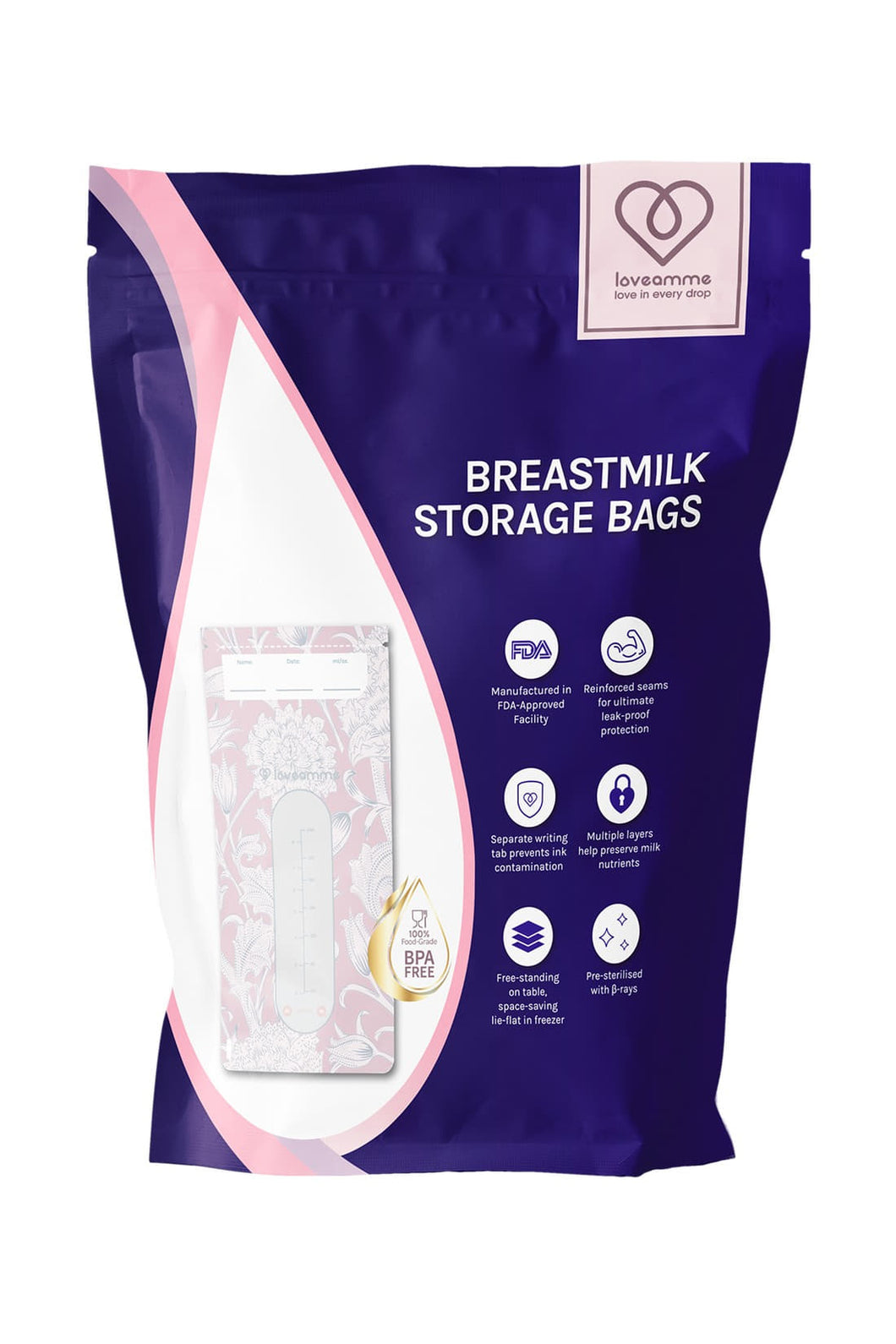 Loveamme Breast Milk Storage Bags 240Ml 30Pcs 1