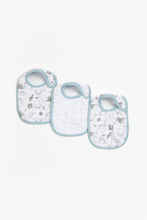 
                        
                          Load image into Gallery viewer, Mothercare Blue Dino Muslin Newborn Bibs - 3 Pack
                        
                      