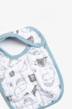 
                        
                          Load image into Gallery viewer, Mothercare Blue Dino Muslin Newborn Bibs - 3 Pack
                        
                      