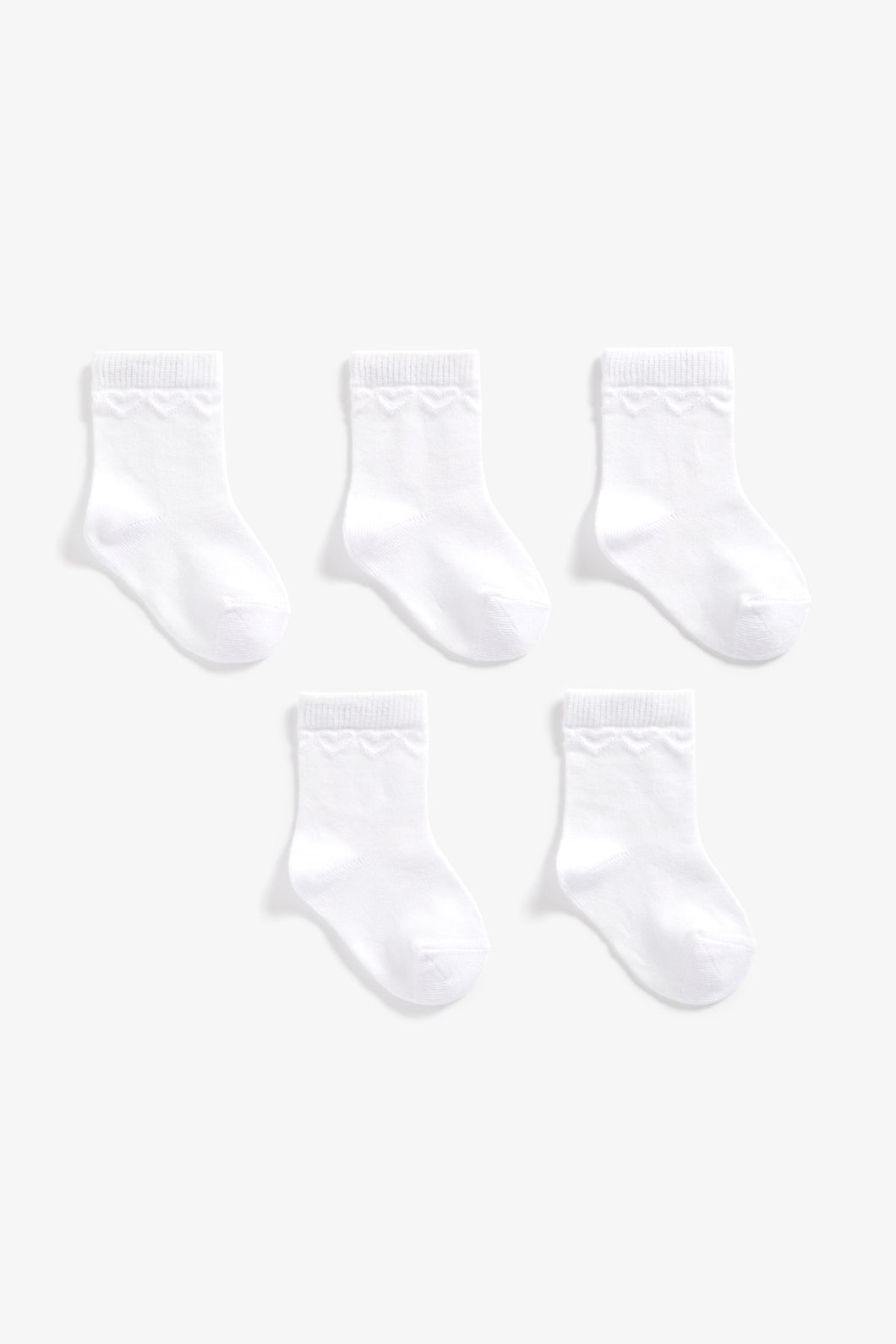 Mothercare White Heart Socks - 5 Pack