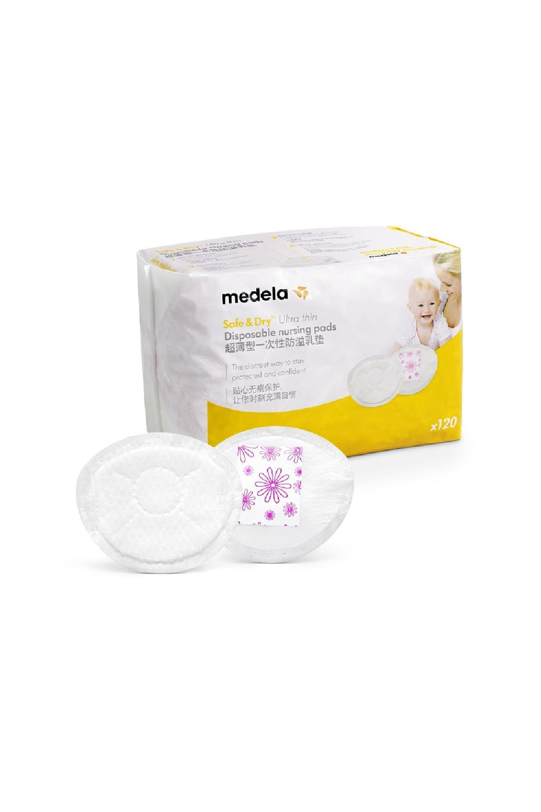 Medela Safe & Dry Nursing Pads, Disposable, Ultra Thin, Regular - 120 pads