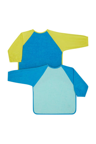 Mothercare Blue Colour Block Towelling Coverall Bibs 2 Pack 1