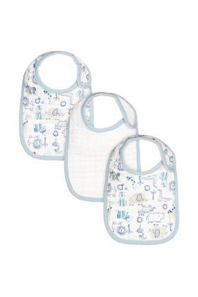 Mothercare Blue Muslin Newborn Bibs 3 Pack 1
