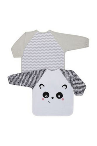 Mothercare Grey Panda Towelling Coverall Bibs 2 Pack 1