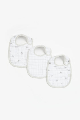 Mothercare Grey Zebra Muslin Newborn Bibs  3 Pack  1