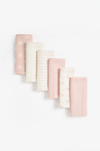 Mothercare Pink Muslins  6 Pack  1