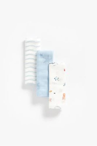 Mothercare You Me And The Sea Muslin Cloths 3 Pack 1