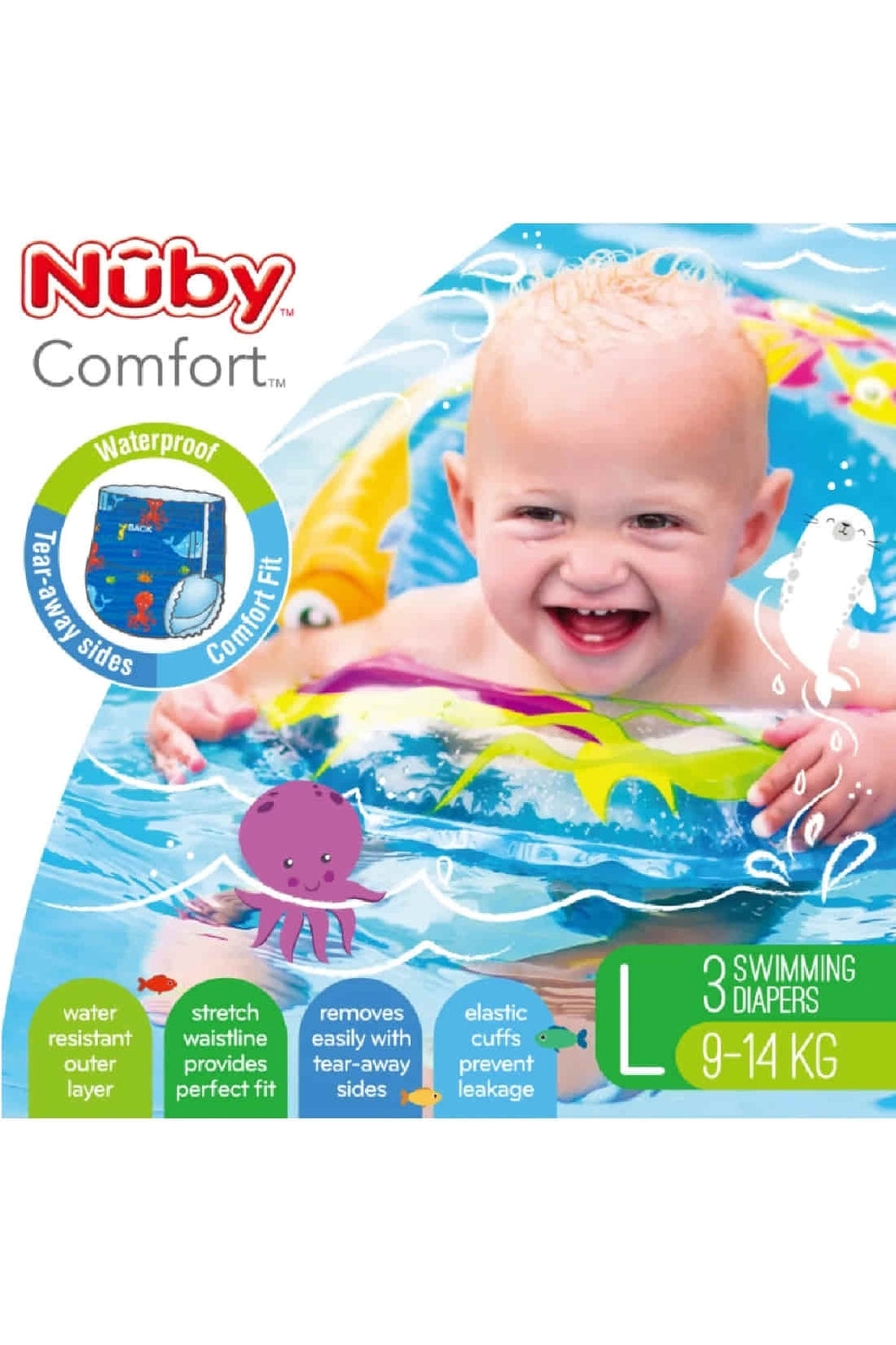 Nuby Comfort Swimming Diapers Large 9 14 Kg Boy