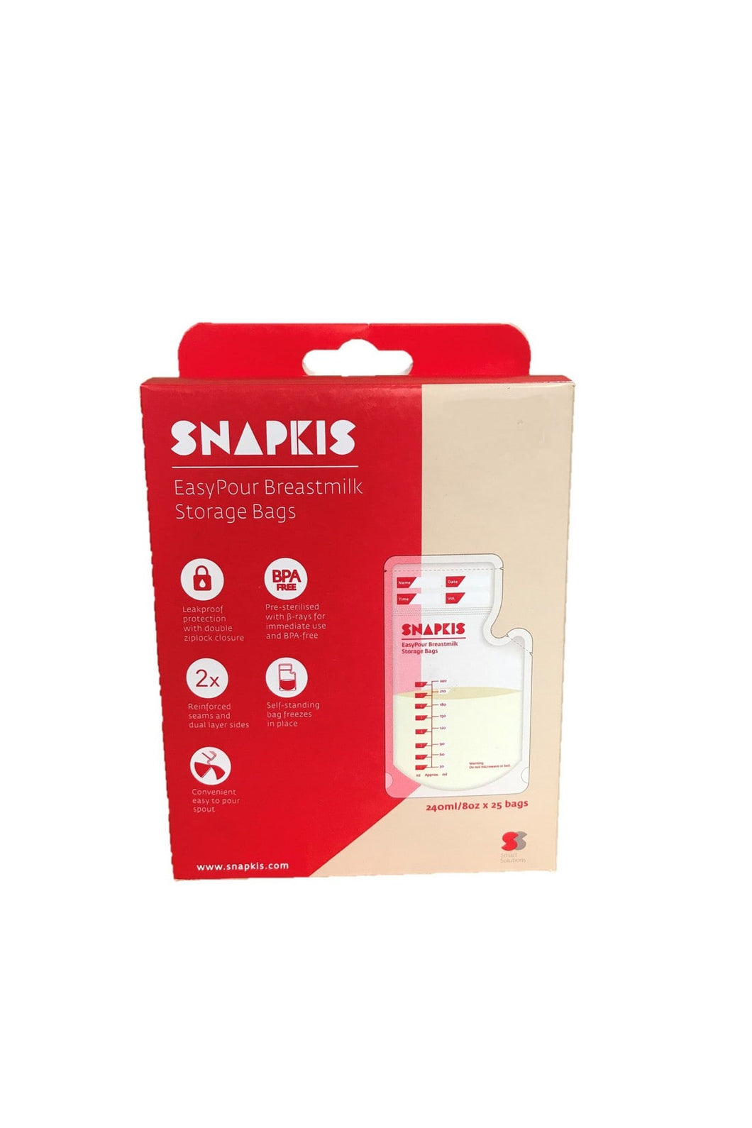 Snapkis Easy Pour Breastmilk Storage Bags 240Ml 25 Pack 1