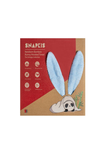 Snapkis Newborn Bamboo Bunny Hooded Towel Blue 1