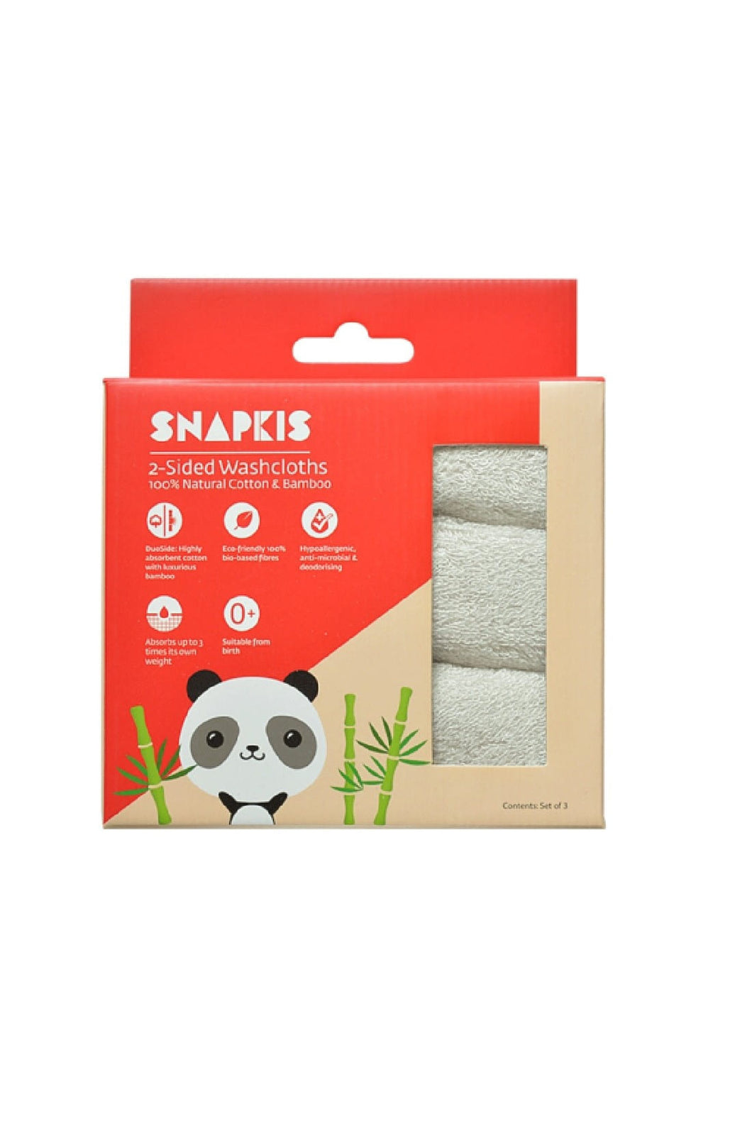 Snapkis Washcloth 3 Pack Grey 1