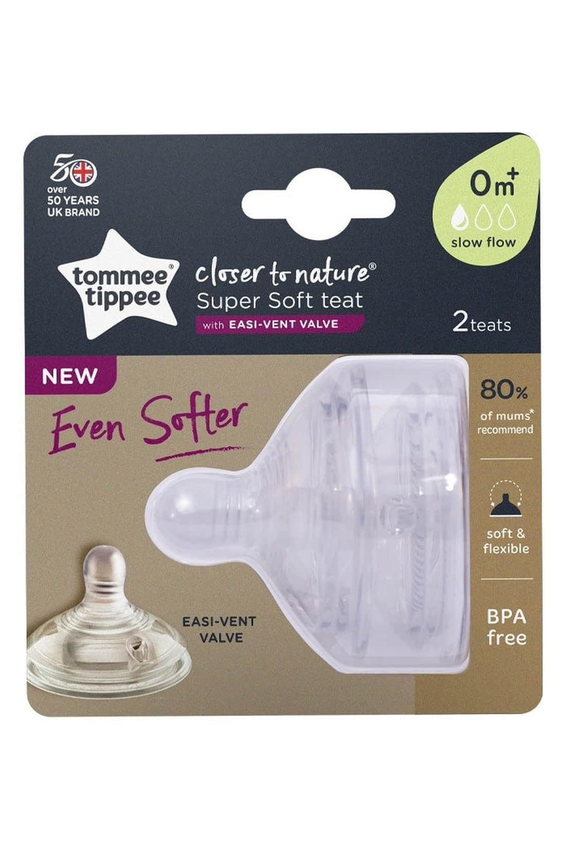 Buy Tommee Tippee Closer to Nature Super Soft Teat Slow Flow Online