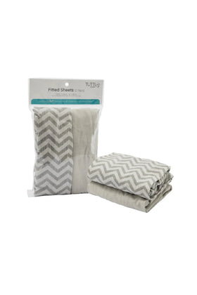 Tutti Bambini Cozee Bedside Crib Fitted Sheets 2 Pack Chevrongrey 1