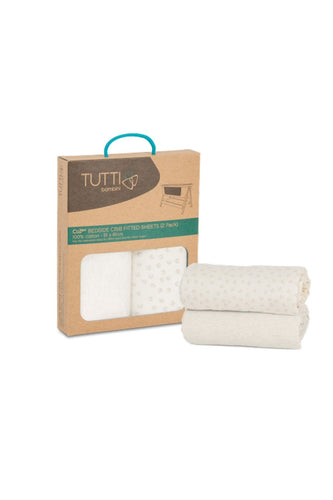 Tutti Bambini Crib Cotton Fitted Sheet 2 Pack Neutral Pebble 1