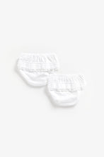 
                        
                          Load image into Gallery viewer, White Frilly Nappy Cover Briefs 2 Pack 2
                        
                      